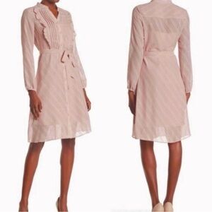 Nanette Lepore Dress Blush Pink Pintuck Swiss Dot Knee Length A-Line 8 Romantic